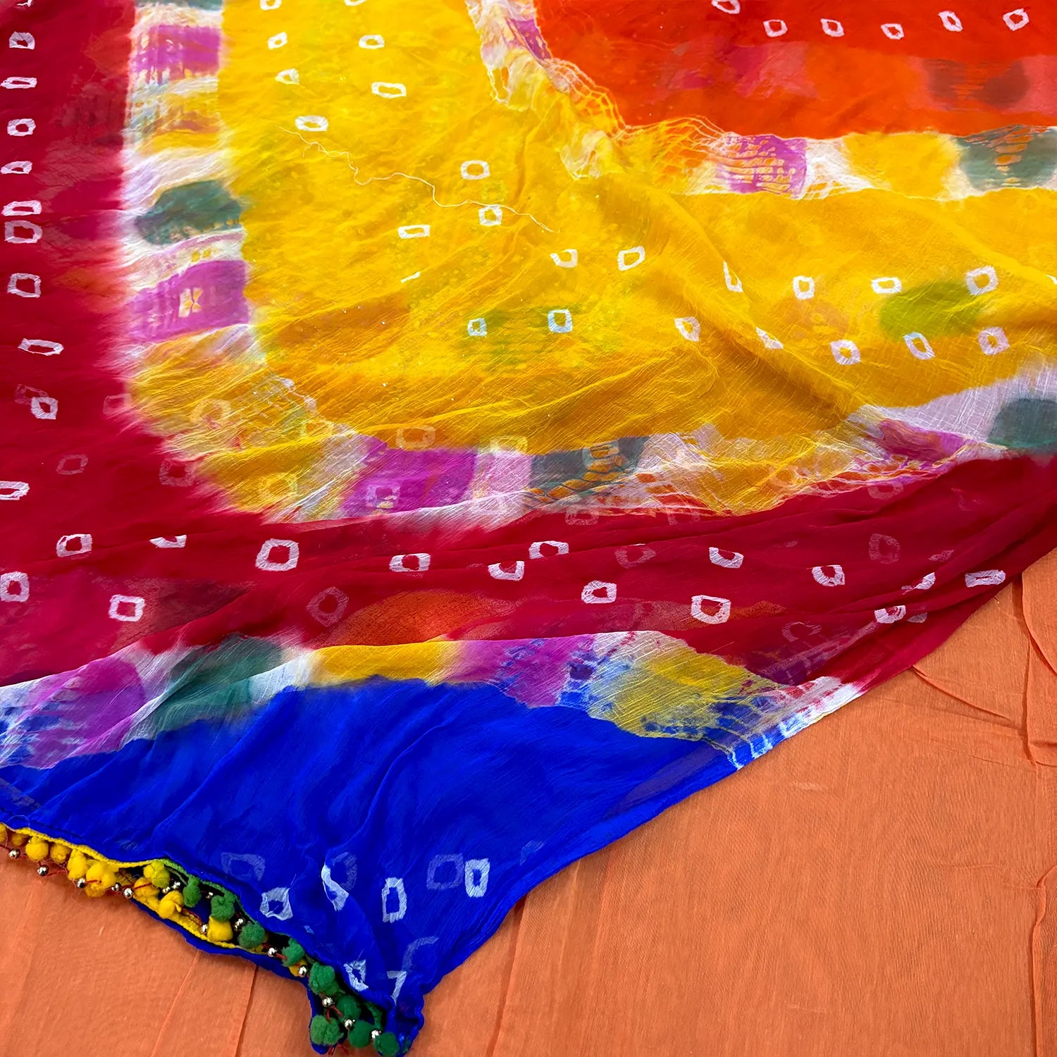 Orange Chikankari Chanderi Silk Salwar Suit