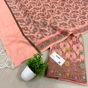 Peach Resham Zari Banarasi Silk Suit