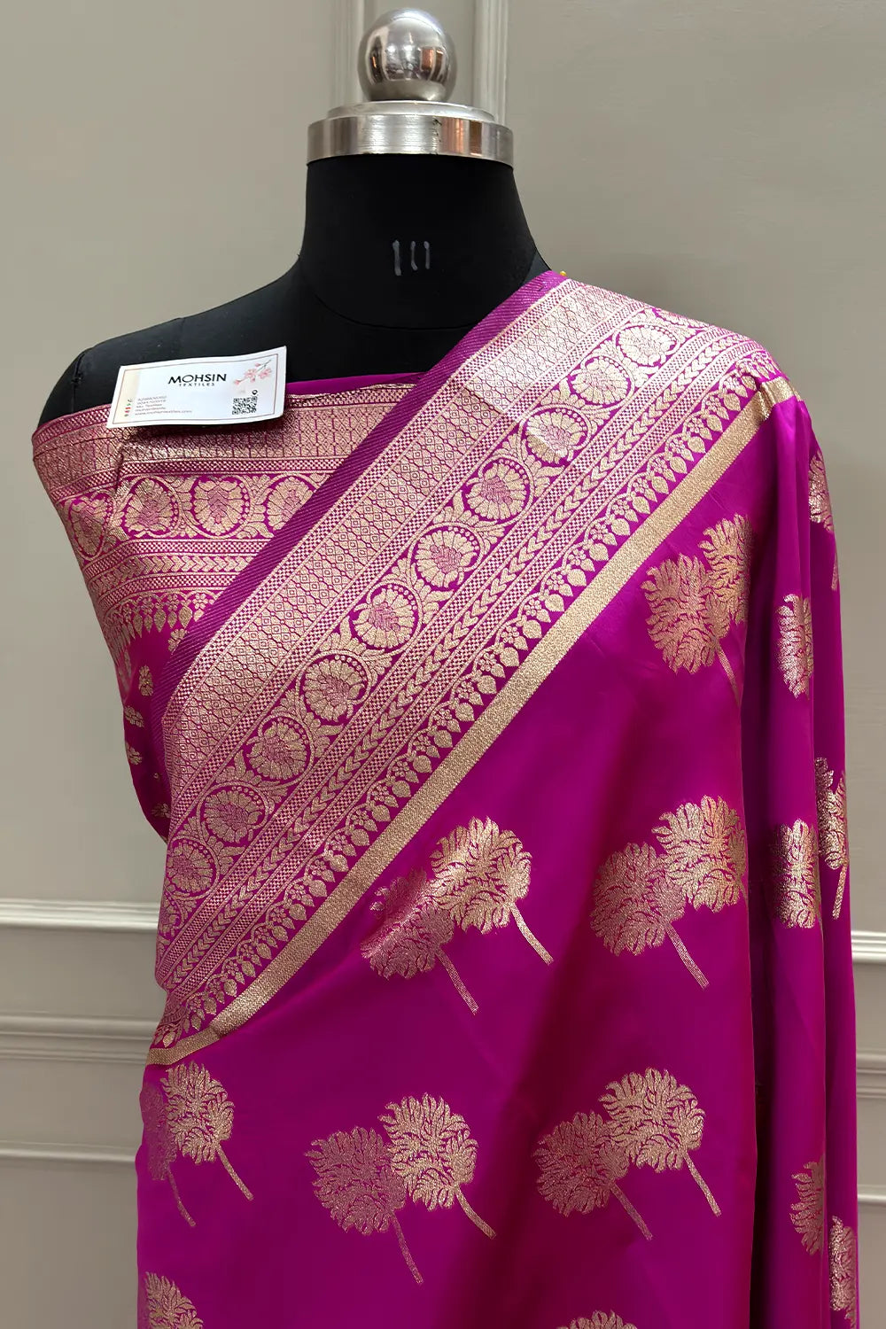 Pink Golden Zari Silky Banarasi Saree