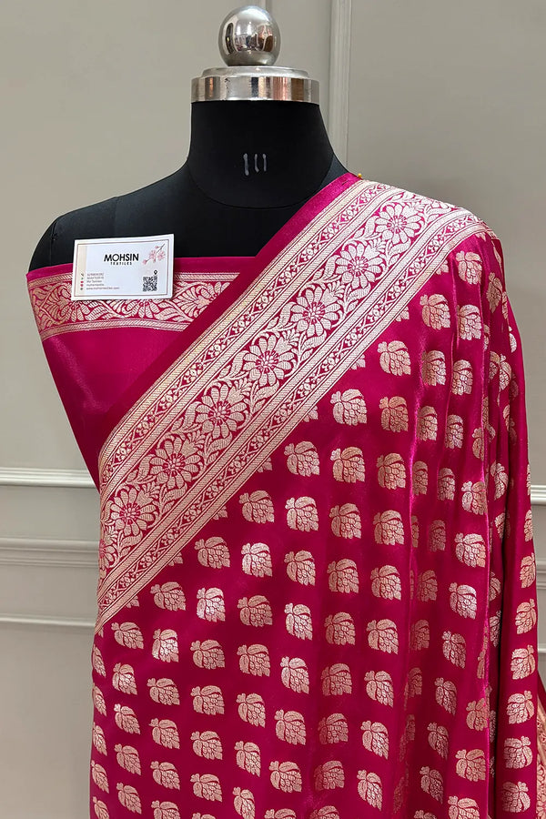 Pink Naagmani Buti Katan Silk Banarasi Saree