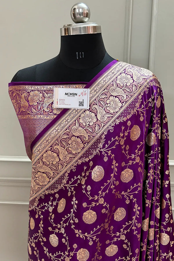 Purple Churmuri Jaal Katan Silk Banarasi Saree