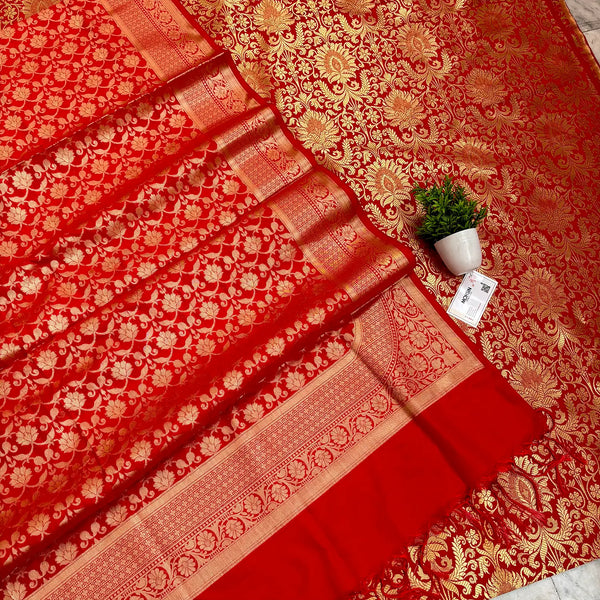 Red Alankaar Katan Silk Banarasi Suit