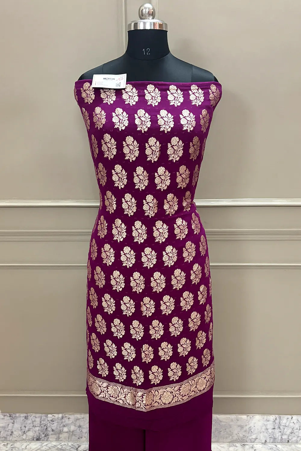 Purple Guldasta Pure Georgette Silk Banarasi Suit