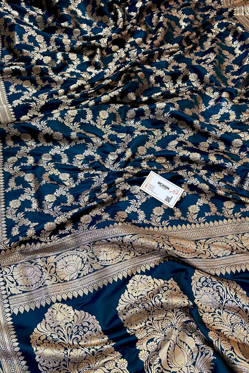 Kai Teal Moglai Jaal Katan Silk Banarasi Saree