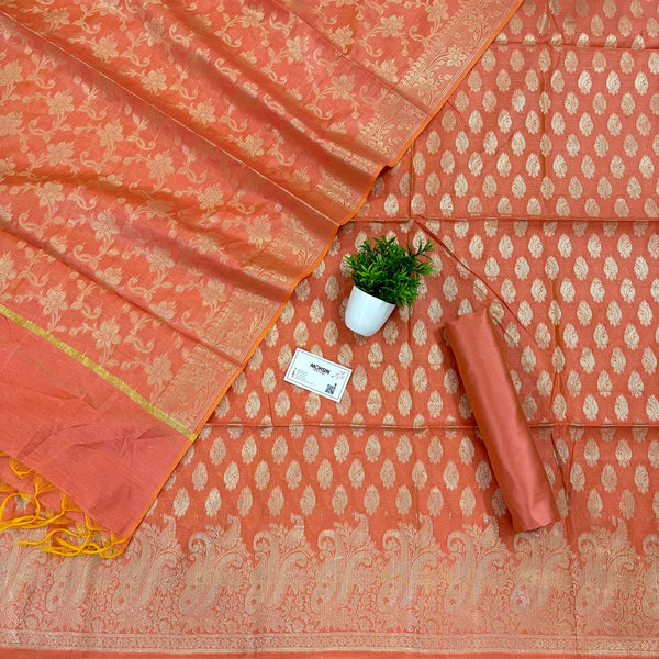 Orange Holika Golden Zari Banarasi Silk Suit