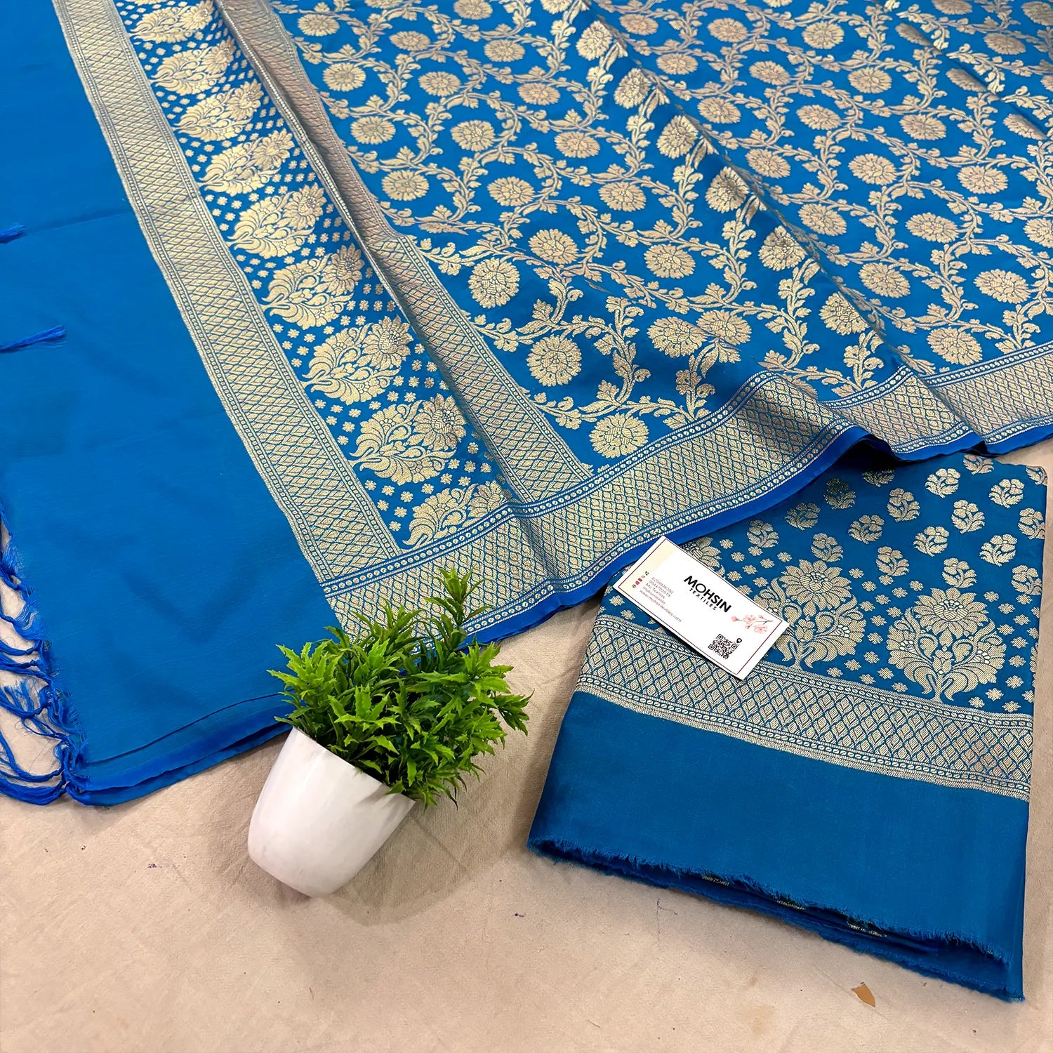 Firozi Guldaan Fool Katan Silk Banarasi Suit