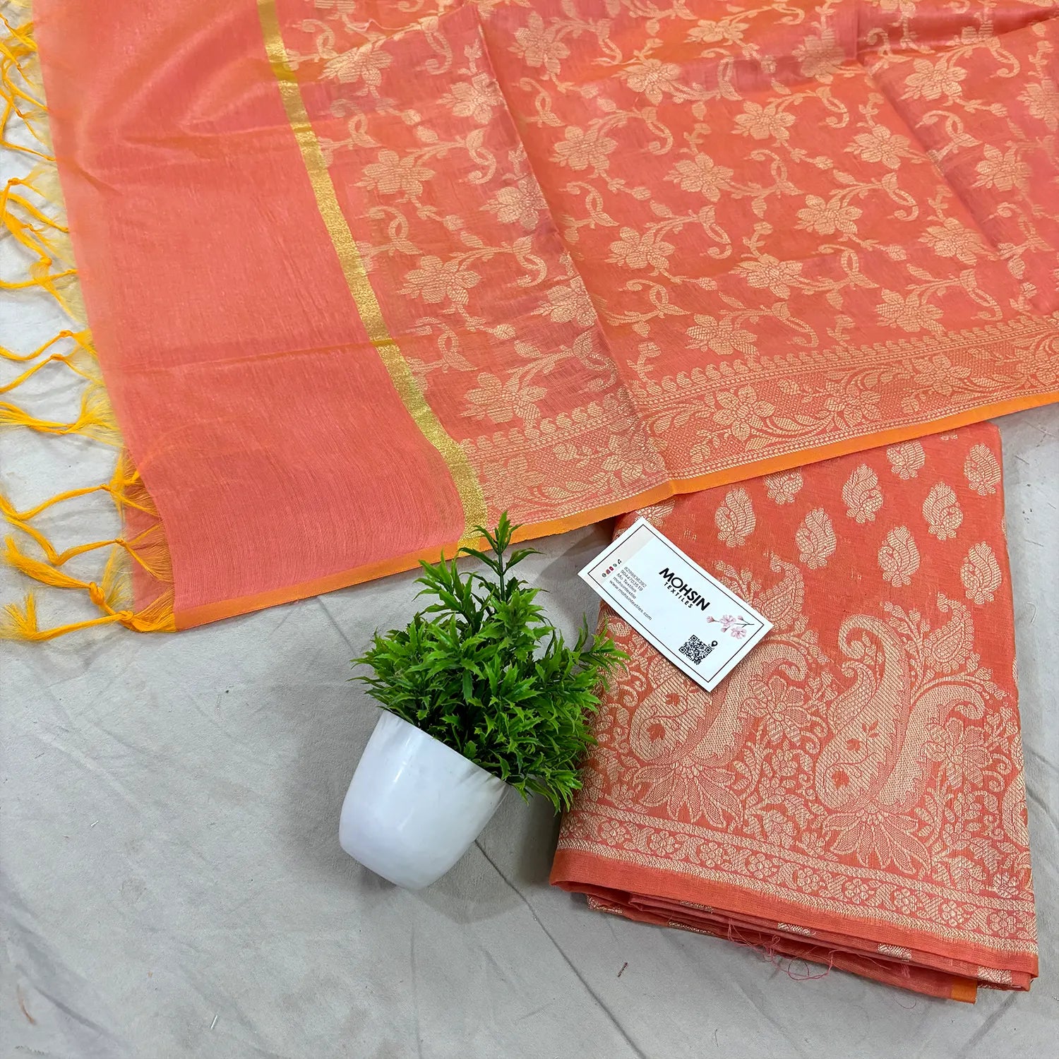 Orange Holika Golden Zari Banarasi Silk Suit