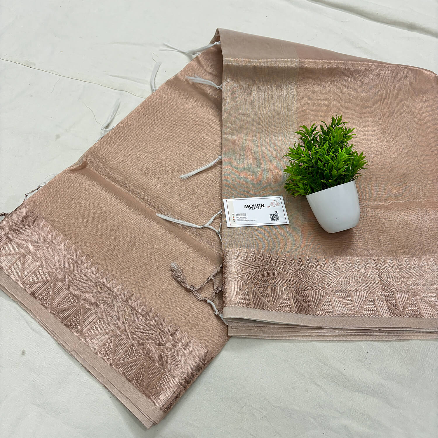 Copper Zari Border Tissue Silk Banarasi Saree