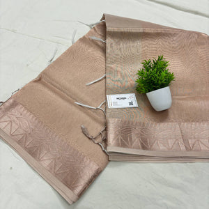 Copper Zari Border Tissue Silk Banarasi Saree