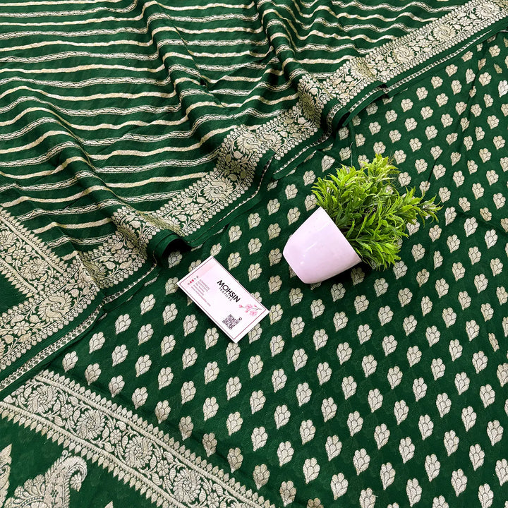 Green Jaguar Kalli Georgette Silk Banarasi Suit