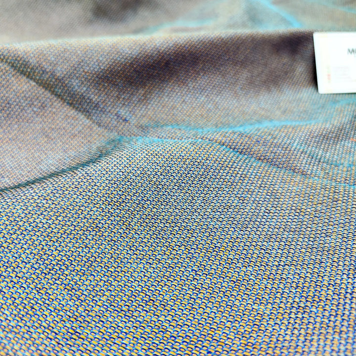 Grey Teal Cotton Silk Banarasi Fabric