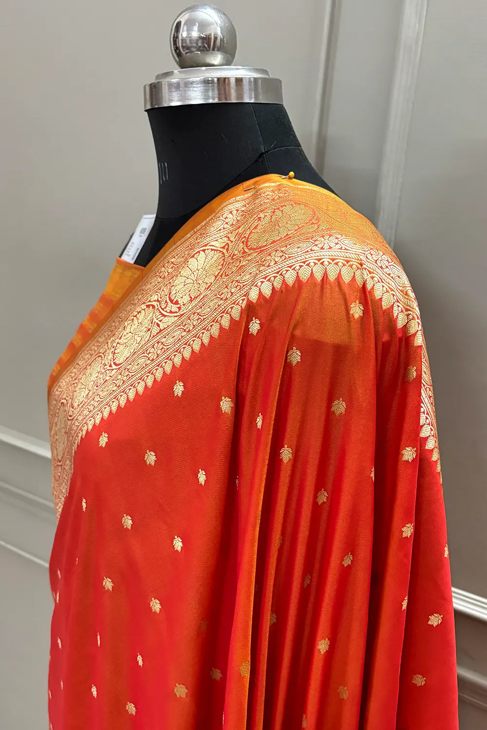 Orange Nanhikali Katan Silk Banarasi Saree