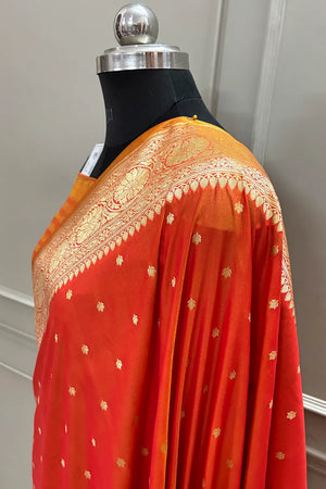 Orange Nanhikali Katan Silk Banarasi Saree