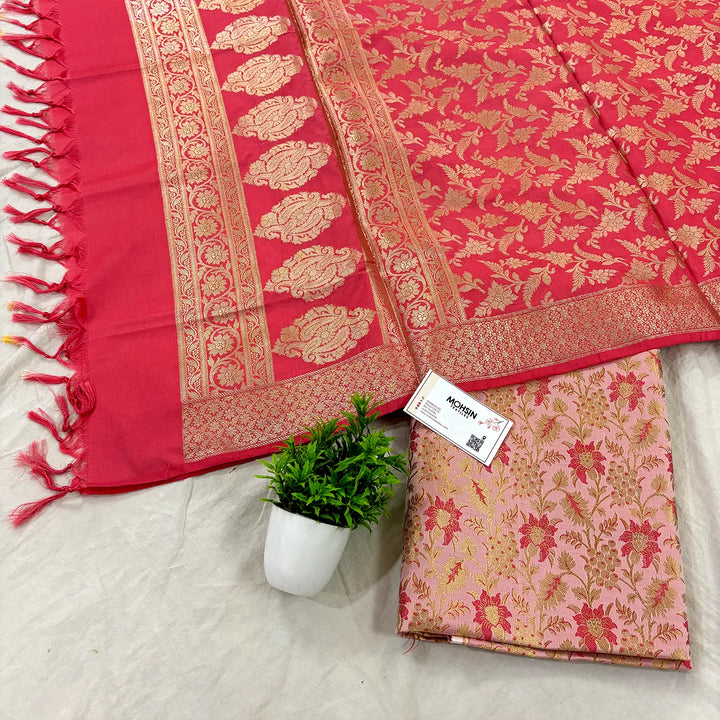 Pink Anguri Jaal Katan Silk Banarasi Suit