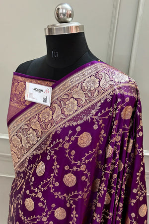 Purple Churmuri Jaal Katan Silk Banarasi Saree