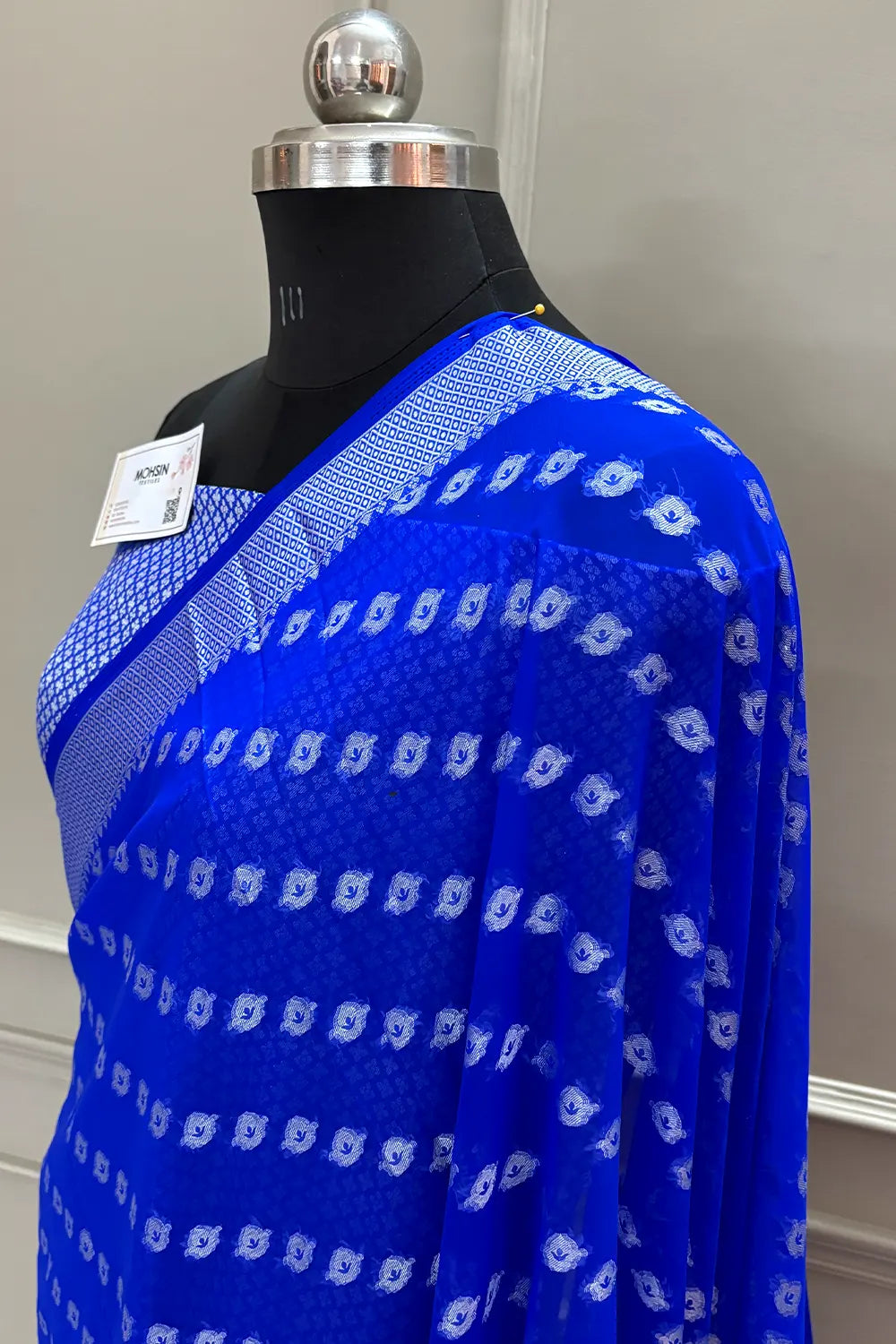 Royal Blue Resham Zari Georgette Silk Banarasi Saree
