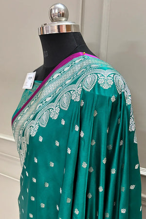 Sea Green Jadi Buti Katan Silk Banarasi Saree