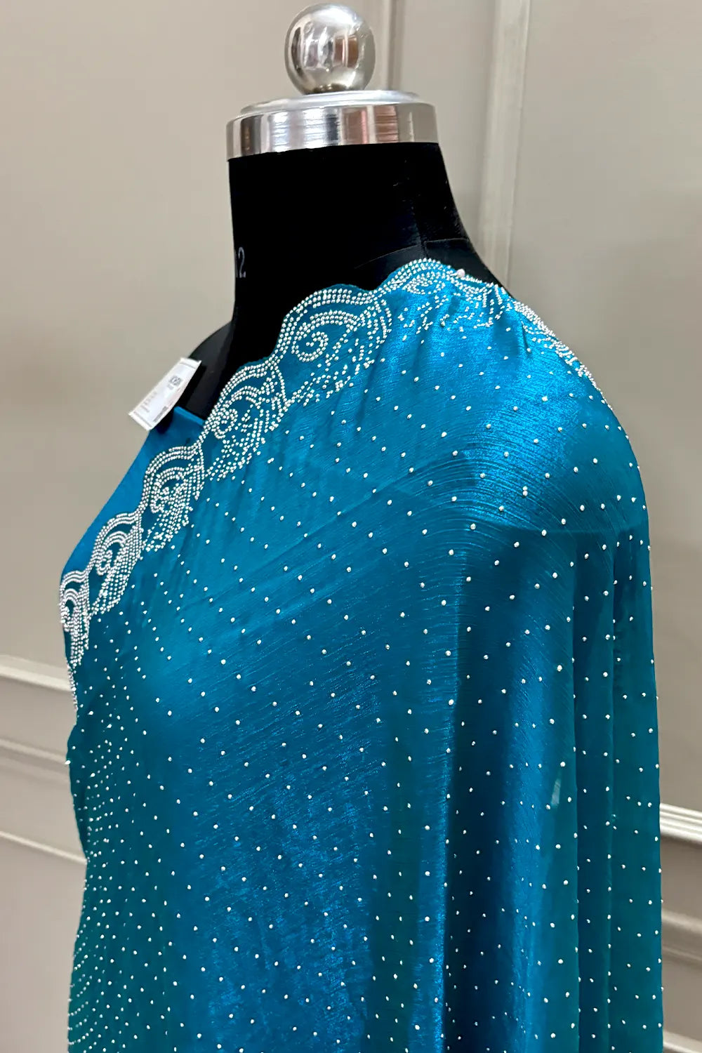 Teal Green Siroski Stone Jimmy Choo Saree