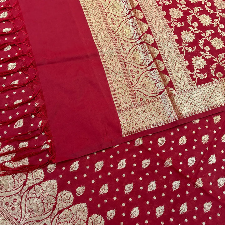 Maroon Kalli Patta Katan Silk Banarasi Suit