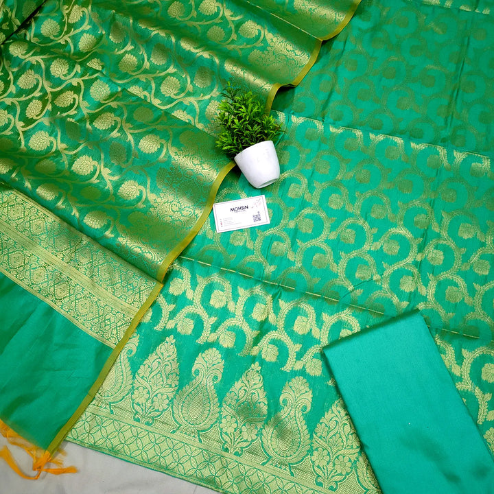 Sea Green Kalgha Jaal Banarasi Silk Suit