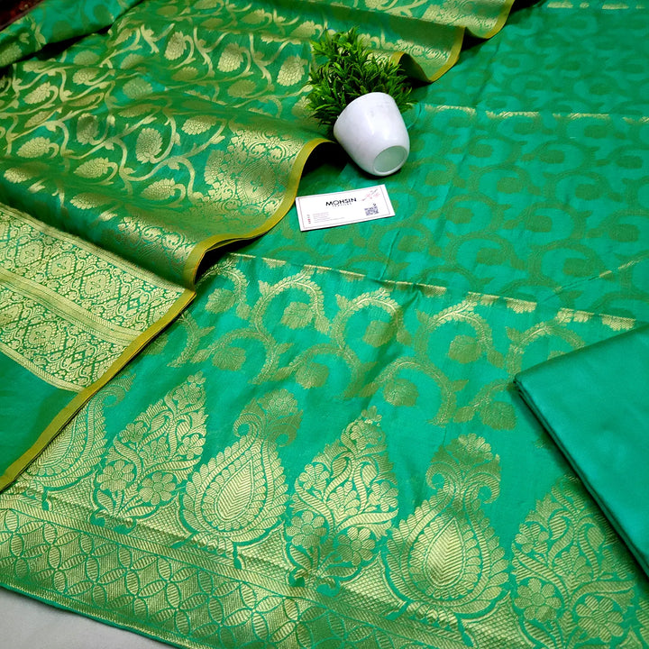 Sea Green Kalgha Jaal Banarasi Silk Suit