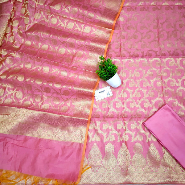 Baby Pink Kalgha Jaal Banarasi Silk Suit