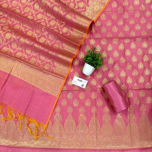 Baby Pink Kalgha Buti Banarasi Silk Suit