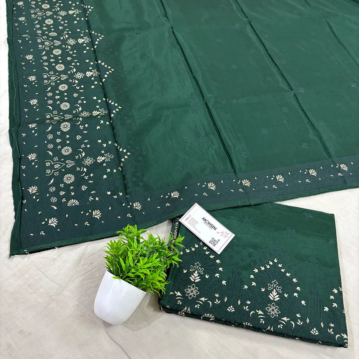 Bottle Green Jhilmila Taj Dola Silk Banarasi Suit