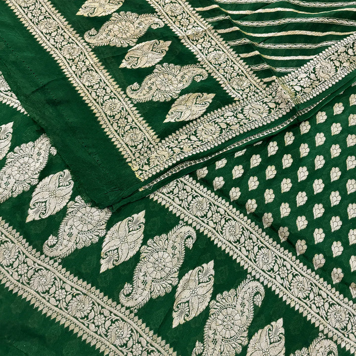 Green Jaguar Kalli Georgette Silk Banarasi Suit