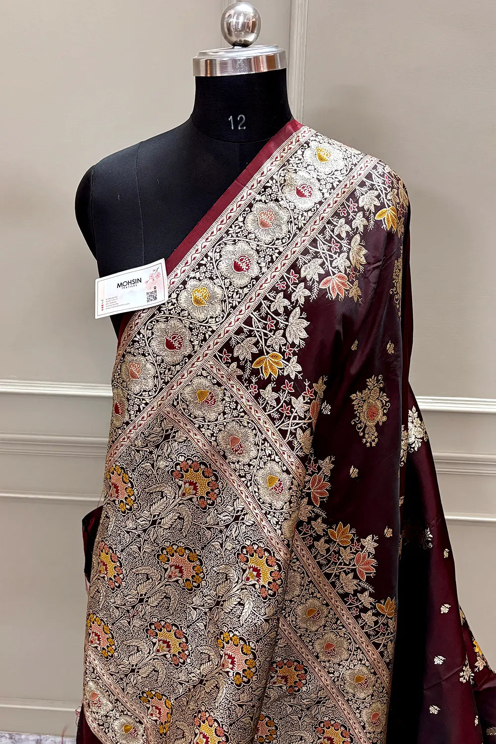 Maroon Golden Zari Katan Silk Banarasi Saree