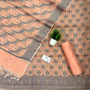 Orange Resham Zari Banarasi Silk Suit