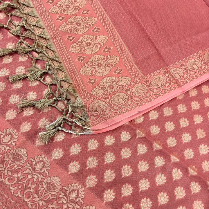 Peach Avatar Cotton Silk Banarasi Suit