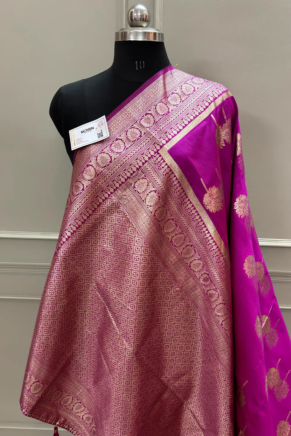 Pink Golden Zari Silky Banarasi Saree