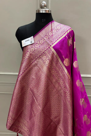 Pink Golden Zari Silky Banarasi Saree