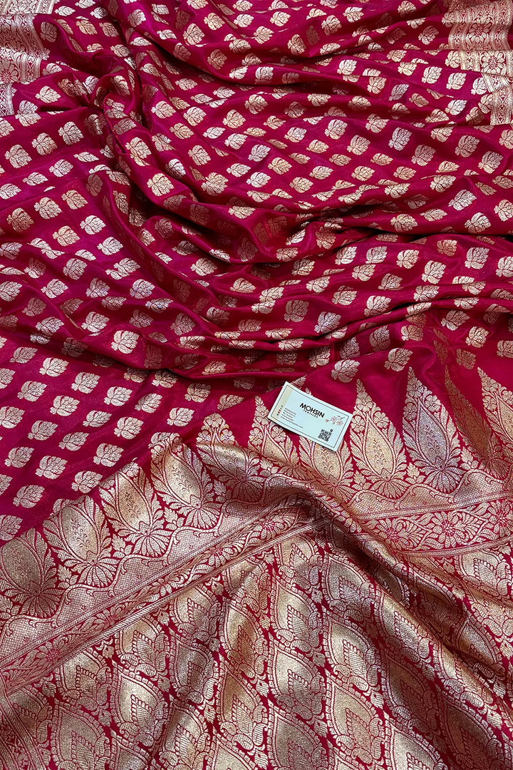 Pink Naagmani Buti Katan Silk Banarasi Saree