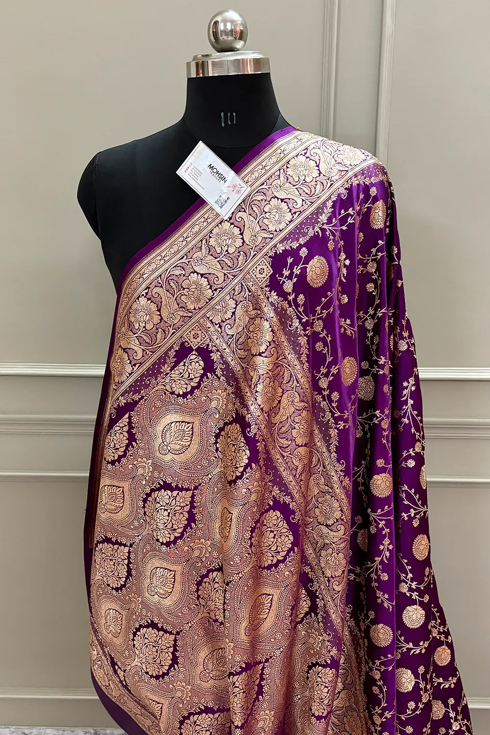 Purple Churmuri Jaal Katan Silk Banarasi Saree