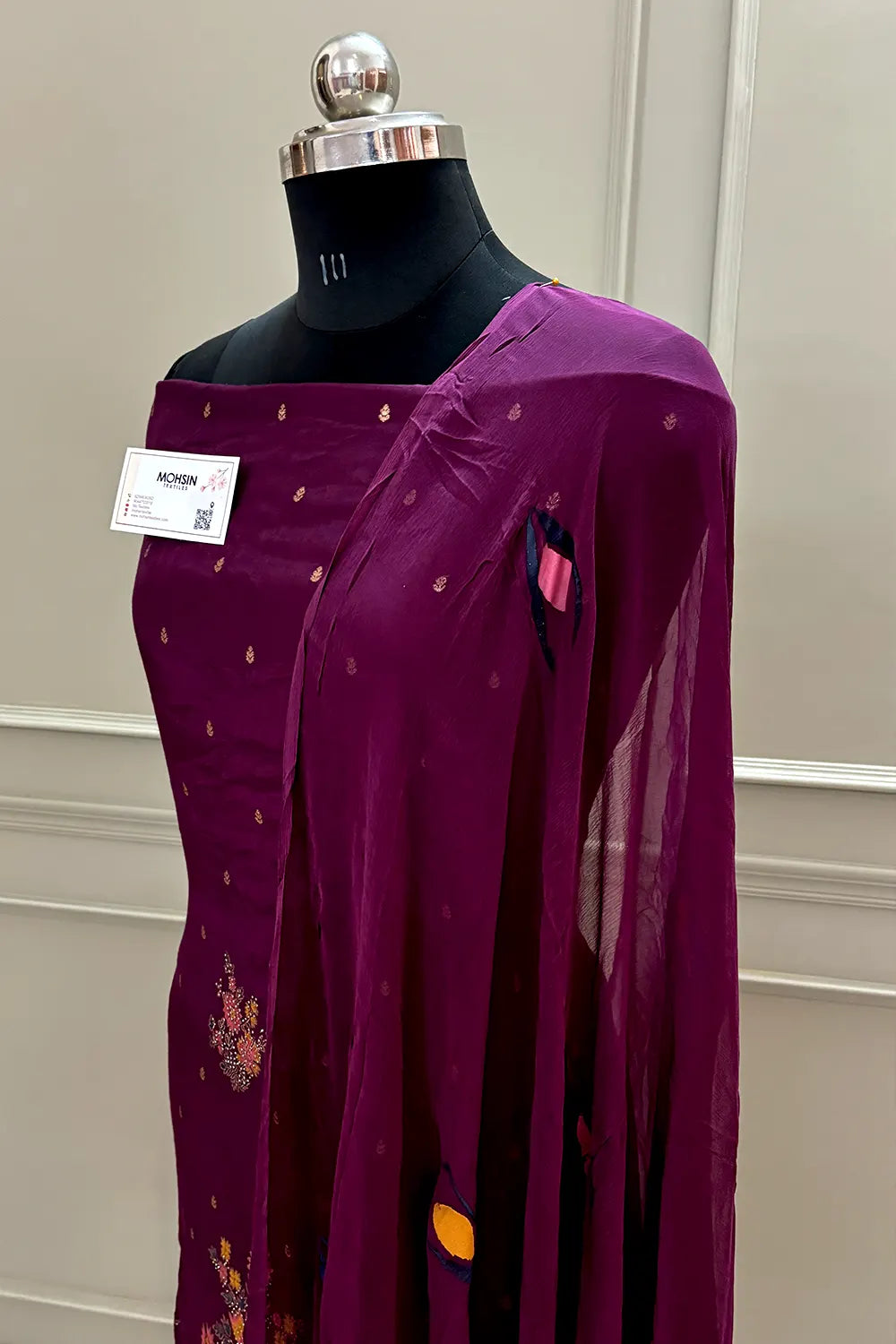 Purple Golden Zari Dola Silk Salwar Suit