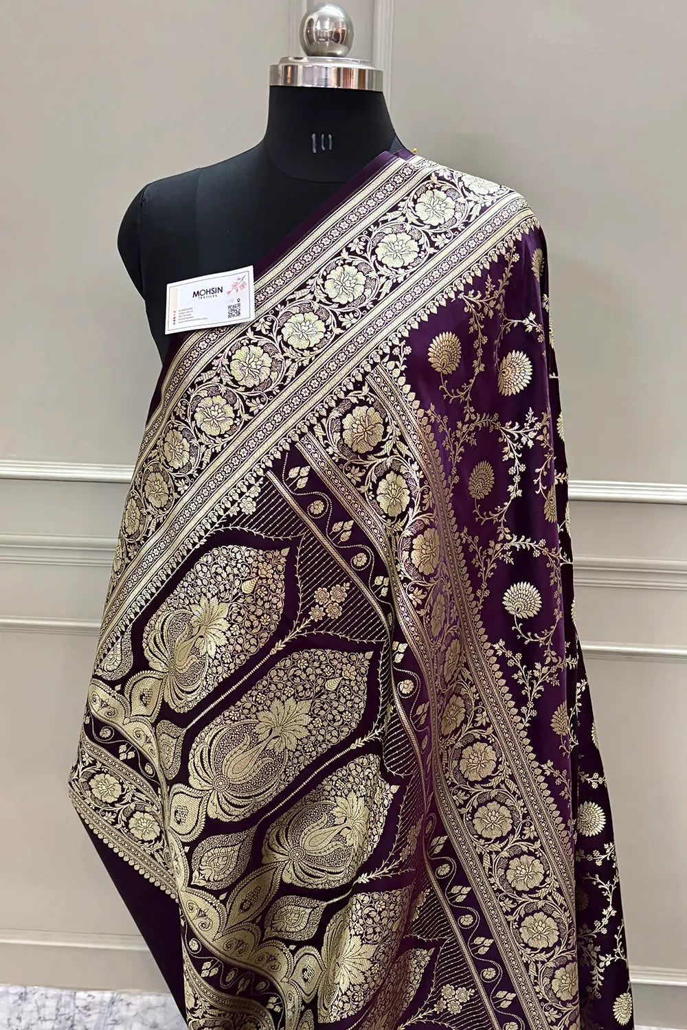 Purple Pankhuri Jaal Katan Silk Banarasi Saree