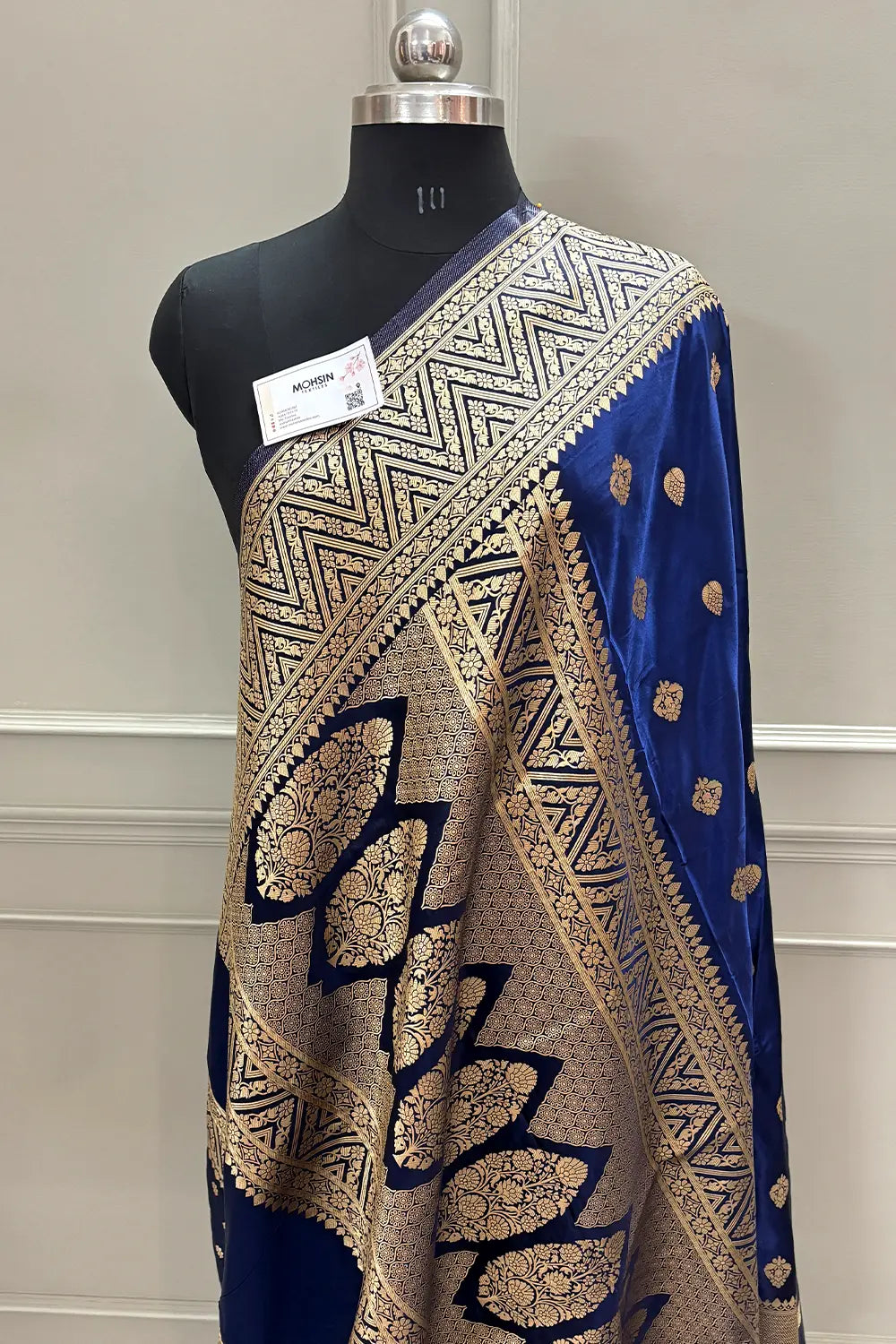 Royal Blue Chagan Patti Katan Silk Banarasi Saree