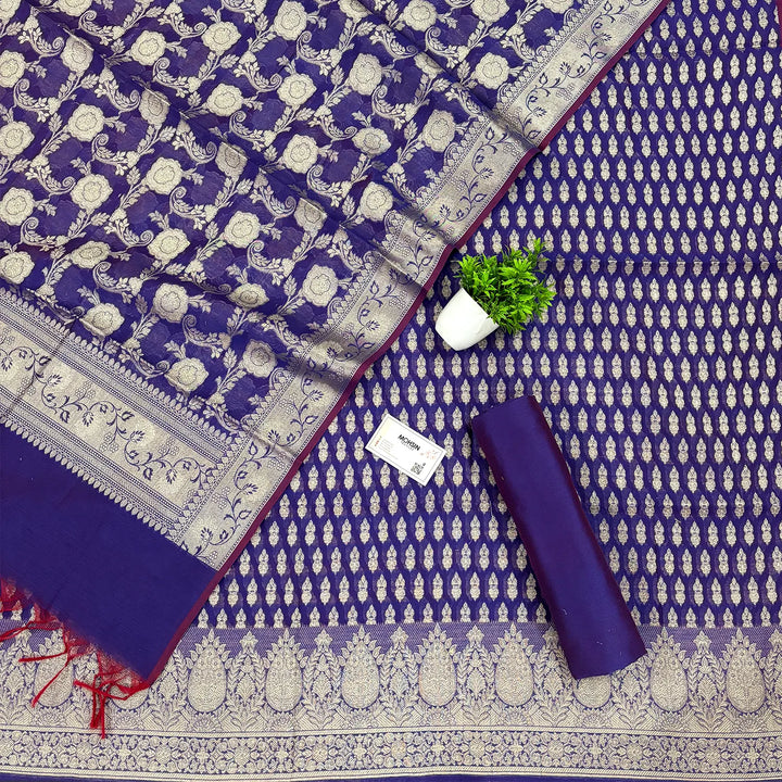 Royal Blue Dracula Buti Banarasi Silk Suit