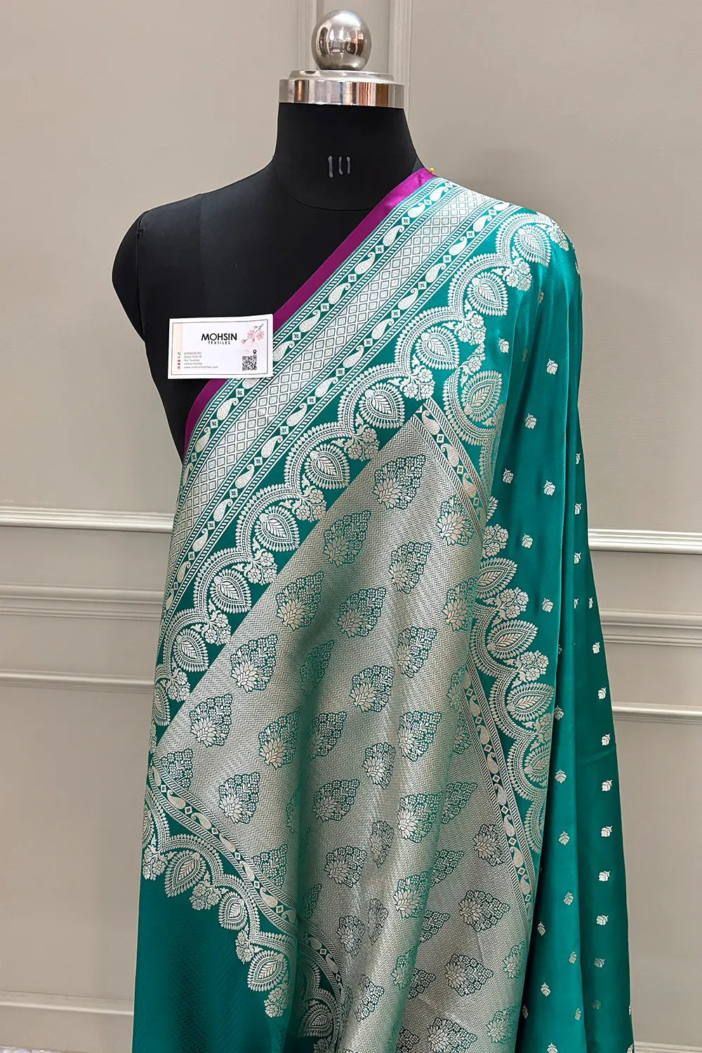 Sea Green Jadi Buti Katan Silk Banarasi Saree