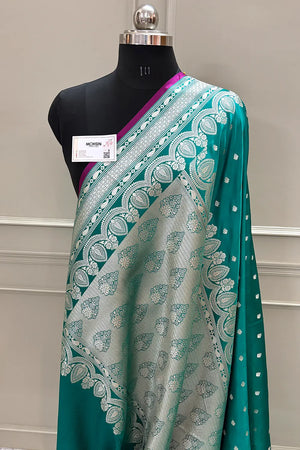 Sea Green Jadi Buti Katan Silk Banarasi Saree