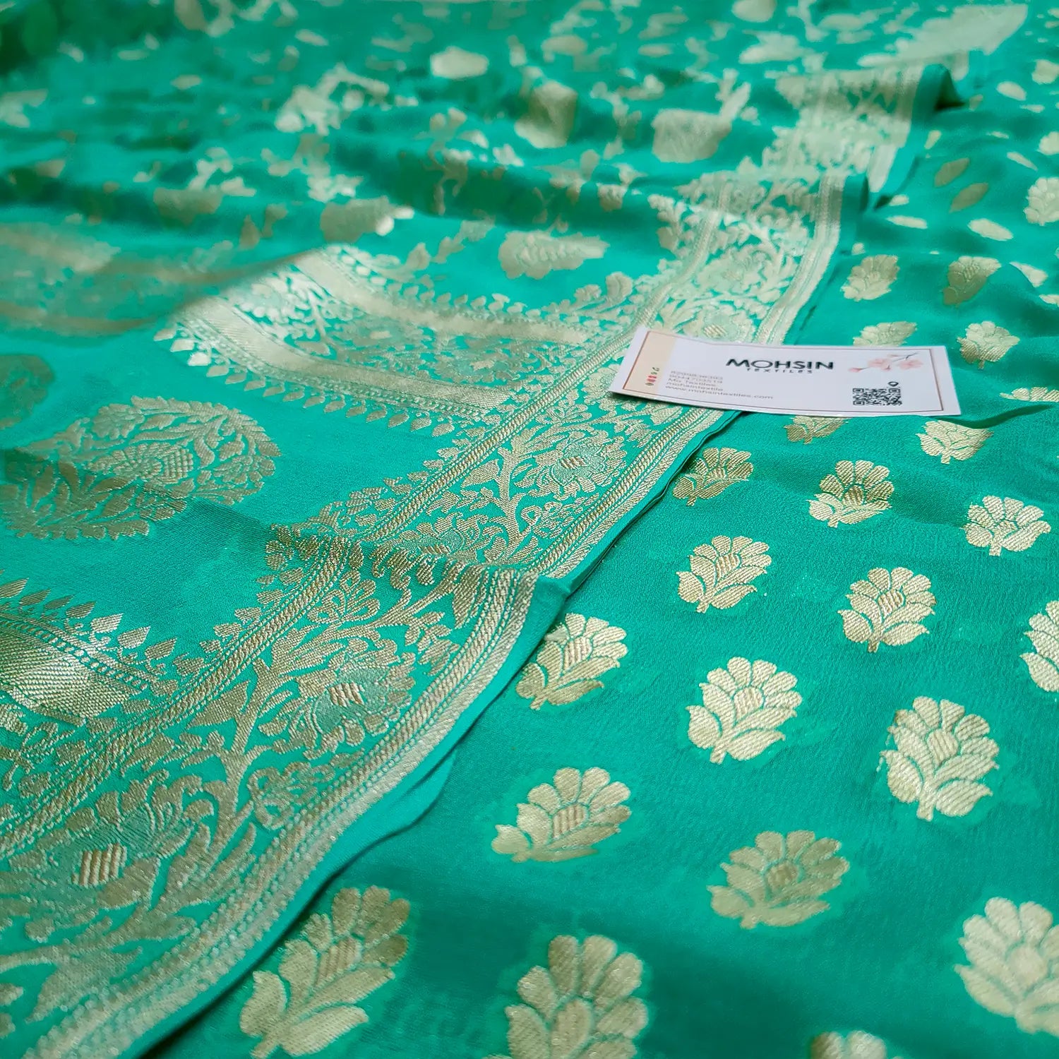 Sea Green Khilti Kalli Georgette Silk Banarasi Suit