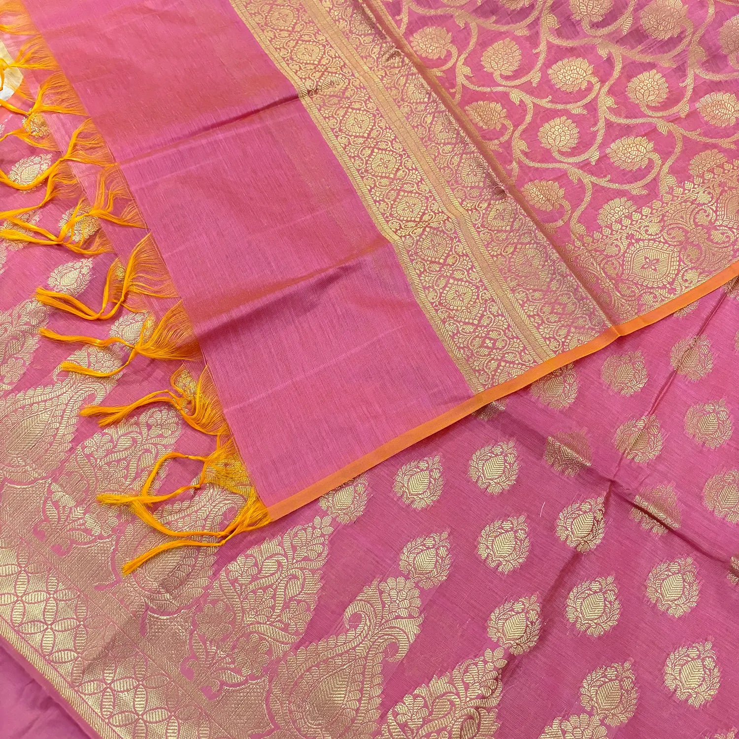 Baby Pink Kalgha Buti Banarasi Silk Suit
