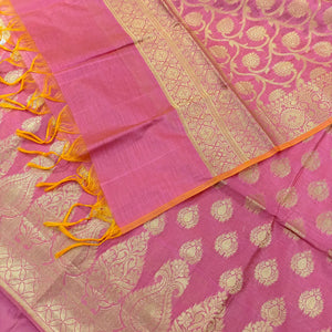 Baby Pink Kalgha Buti Banarasi Silk Suit