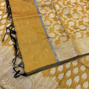 Mustard Frozen Tree Banarasi Silk Suit