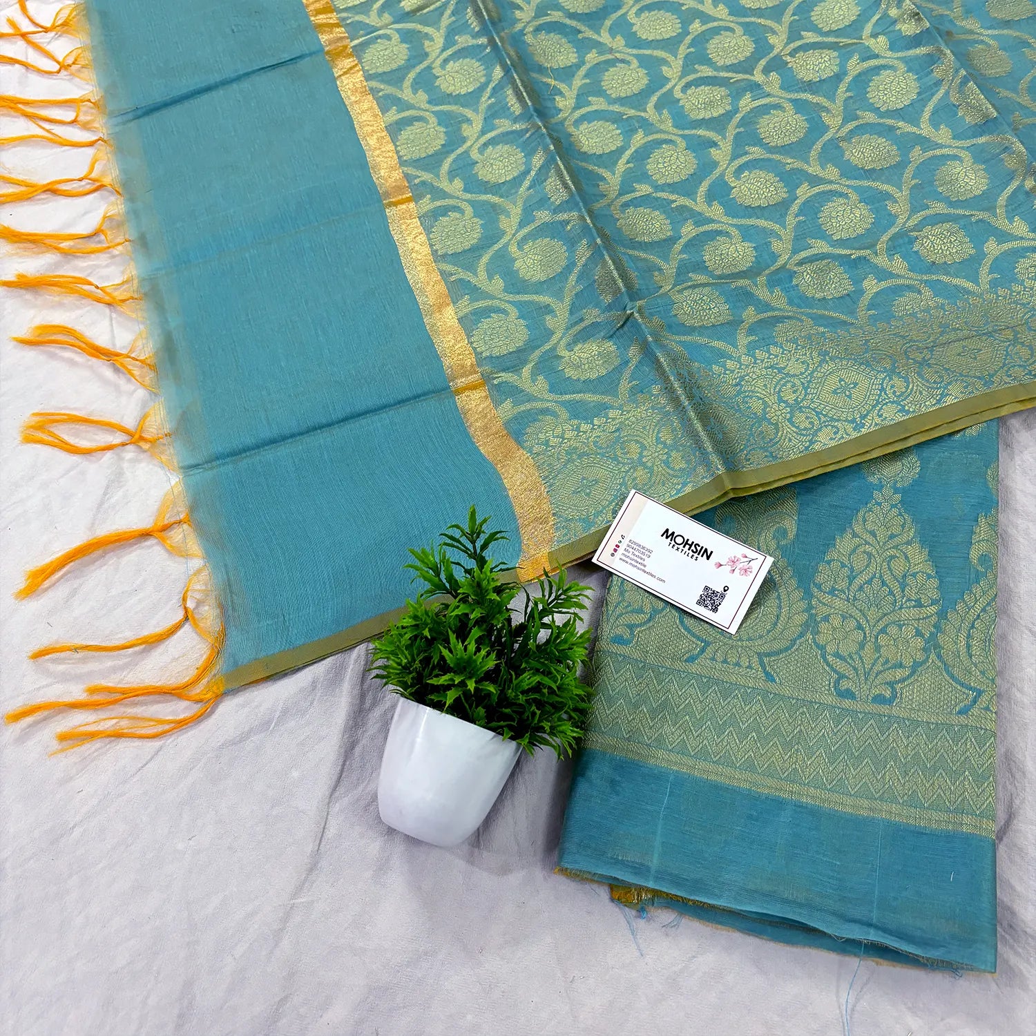 Firozi Kalgha Buti Banarasi Silk Suit