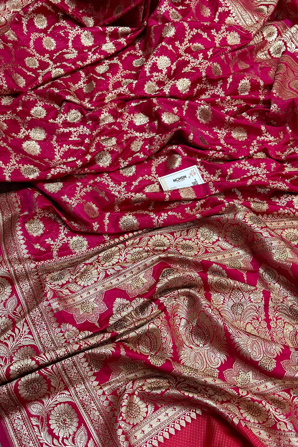 Pink Murmuri Jaal Siroski Work Katan Silk Banarasi Saree