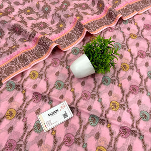 Baby Pink Resham Zari Banarasi Silk Suit