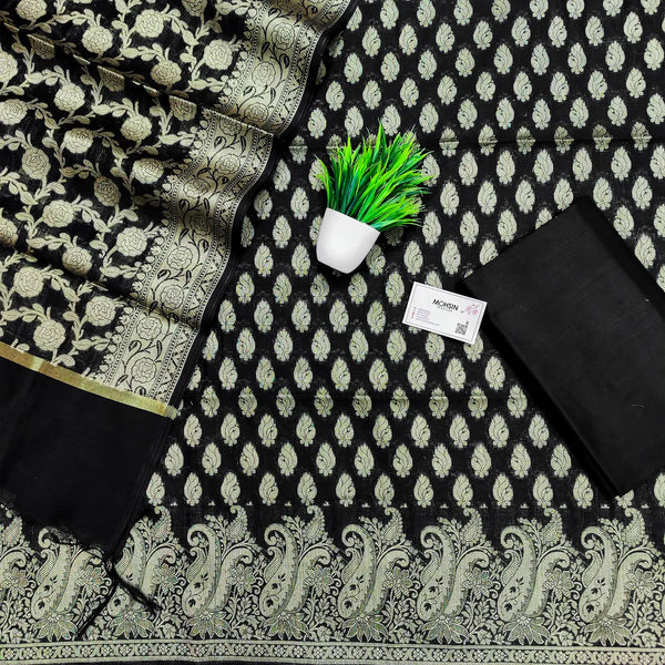 Black Holika Golden Zari Banarasi Silk Suit